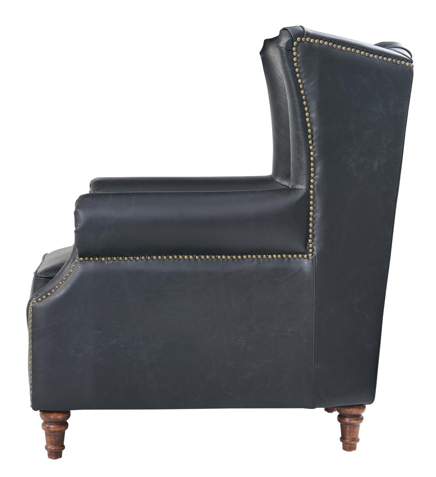 Tufted English Rolled Arm Wing Chair - Top Grain Leather