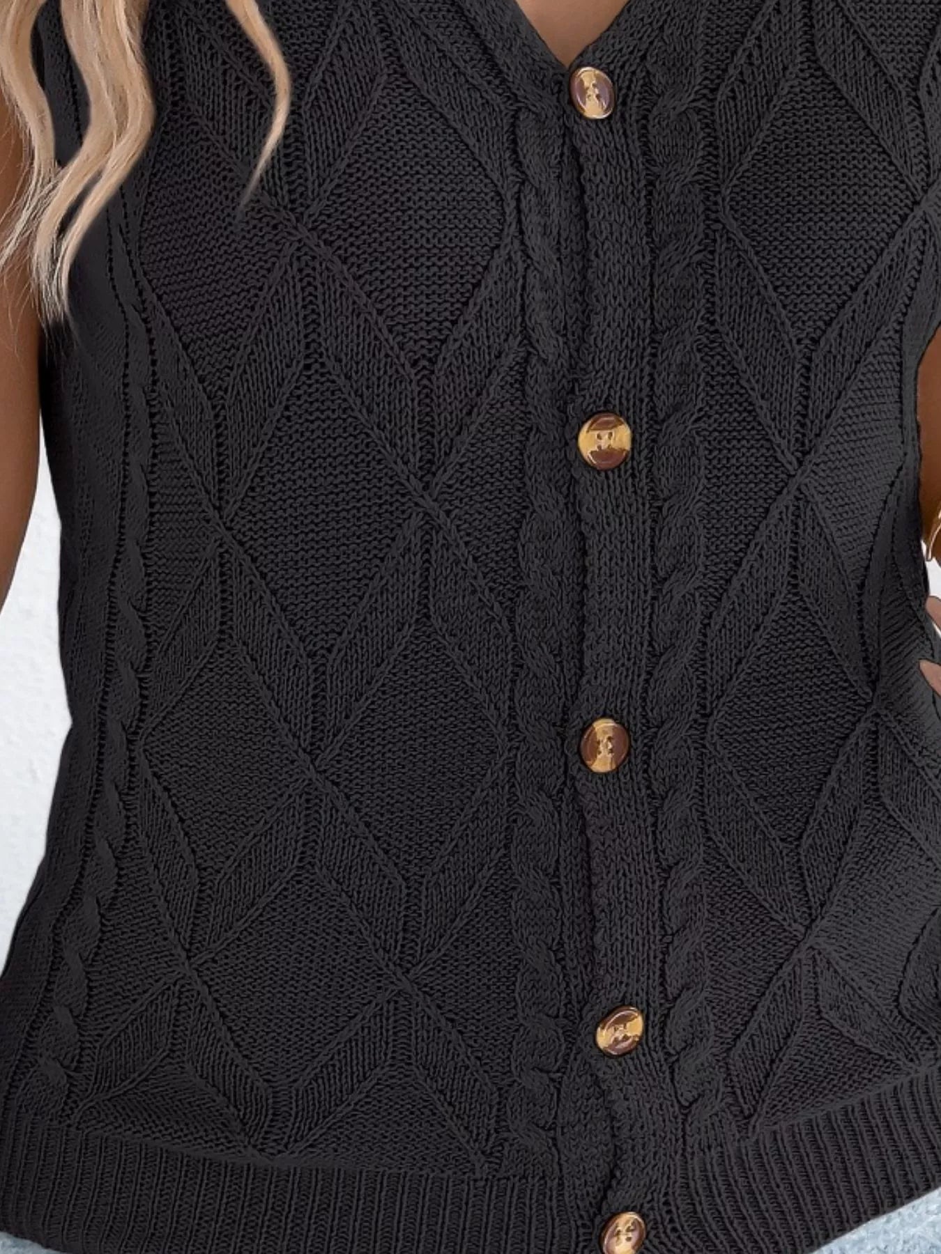Texture Knit Button Up Cap Sleeve Cardigan