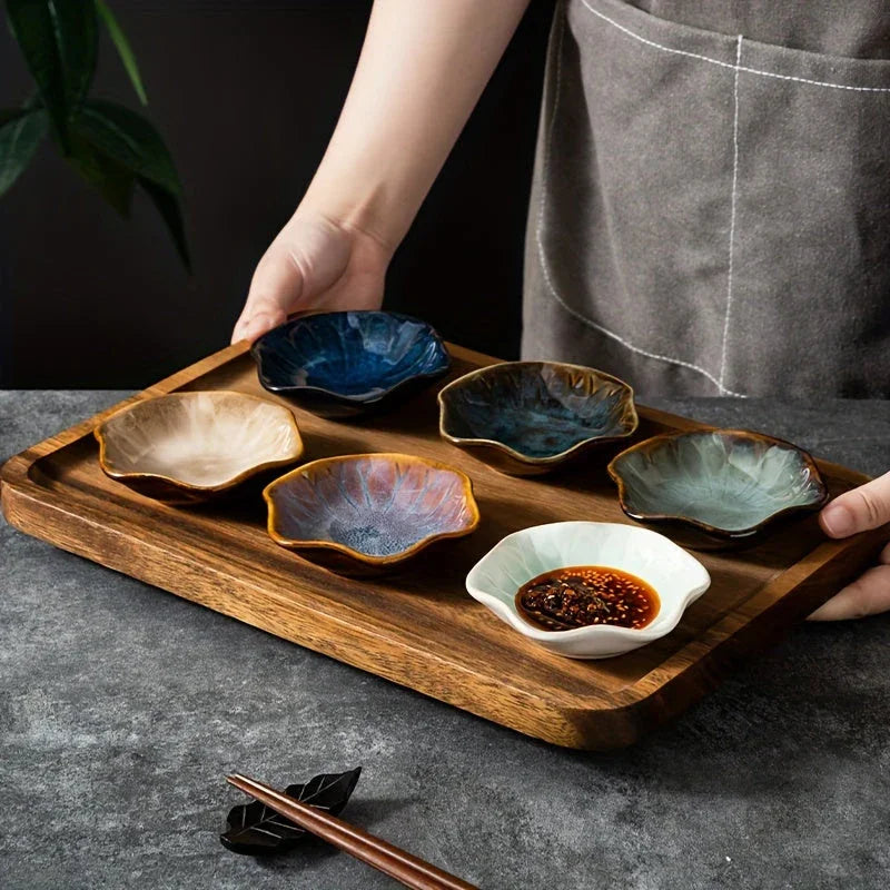Ceramic 6 Piece Sauce Dish Set for Serving Condiments