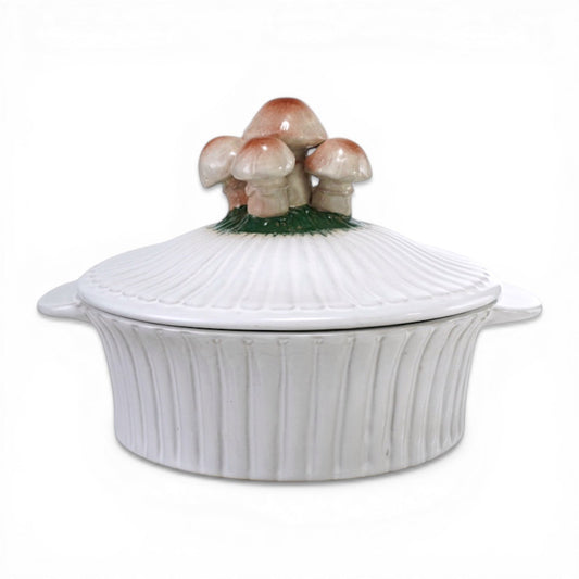 Mushroom Lid Ceramic Fluted Baker