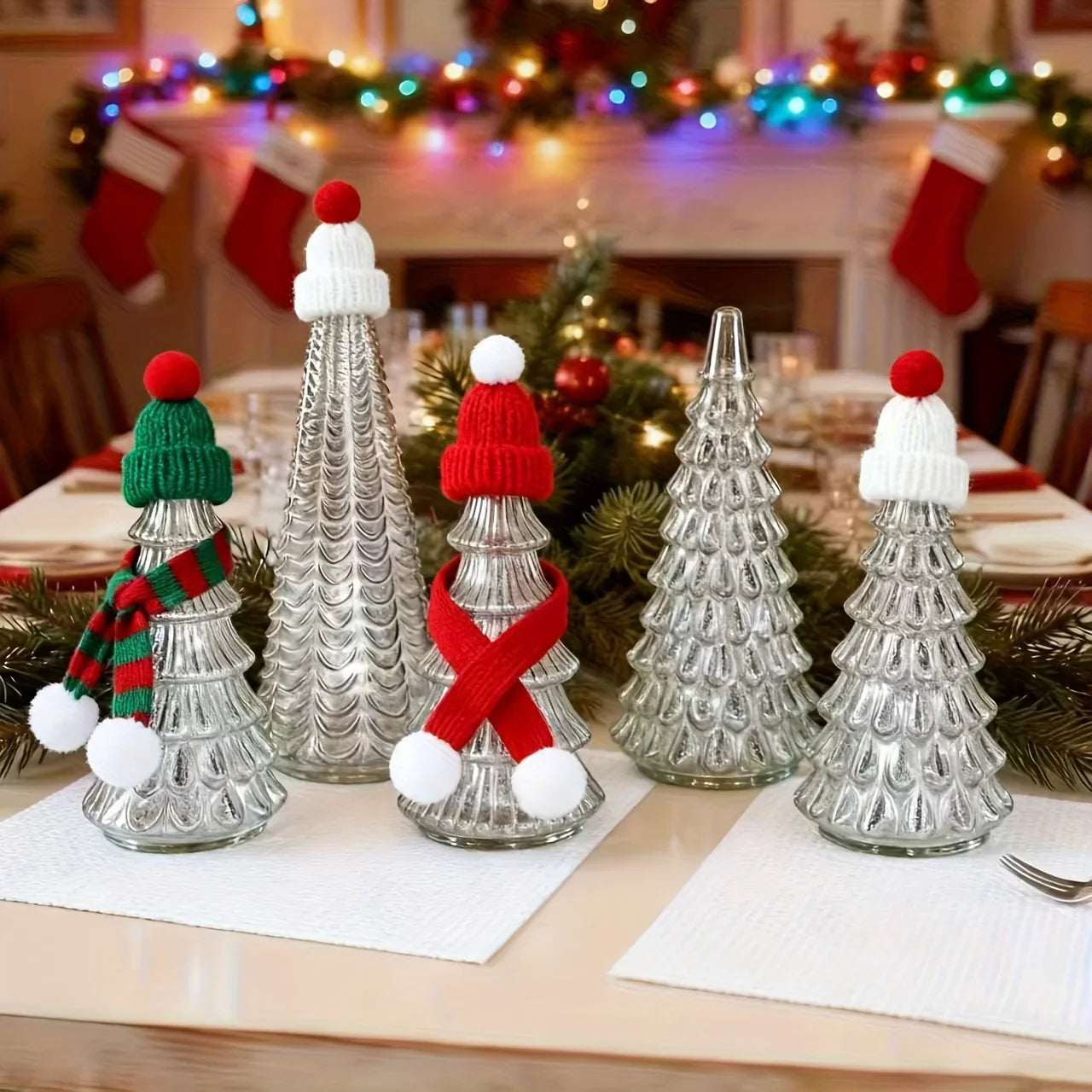 Ceramic Glowing Christmas Tree Figurine with Colorful Lights