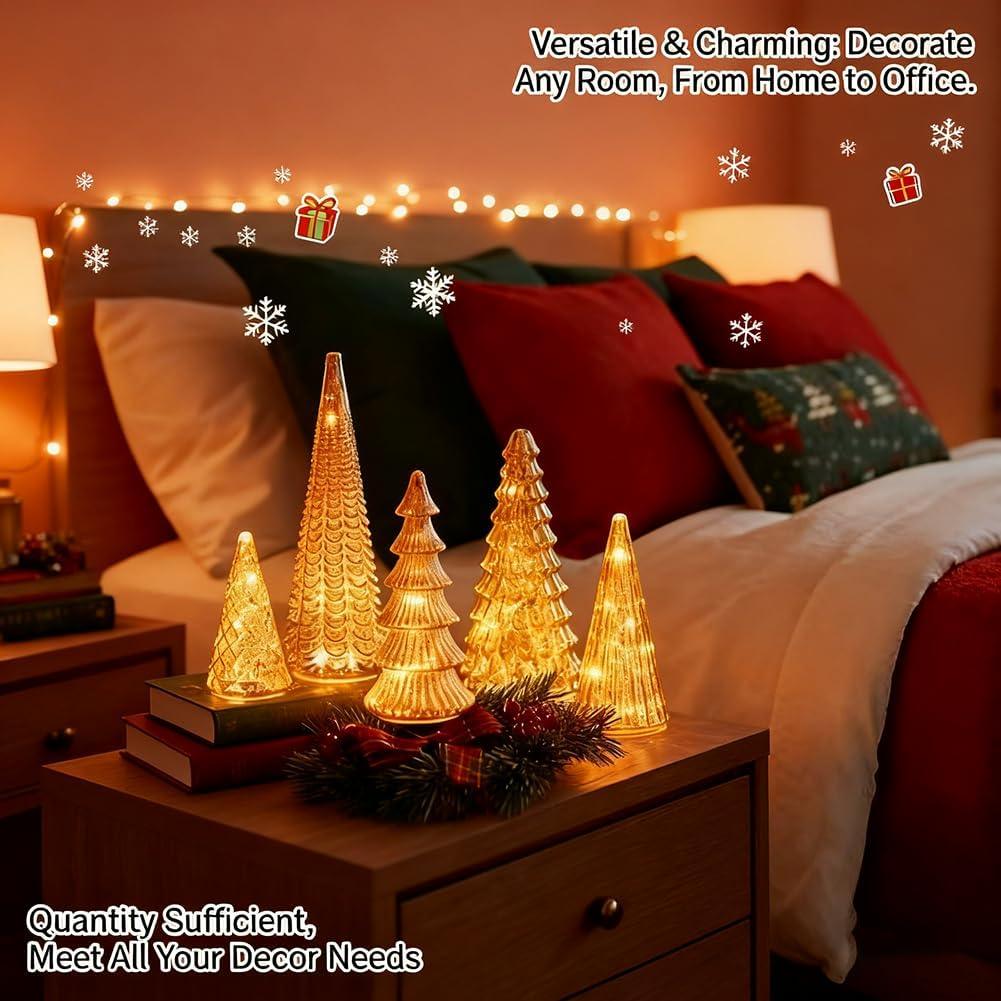 Ceramic Glowing Christmas Tree Figurine with Colorful Lights