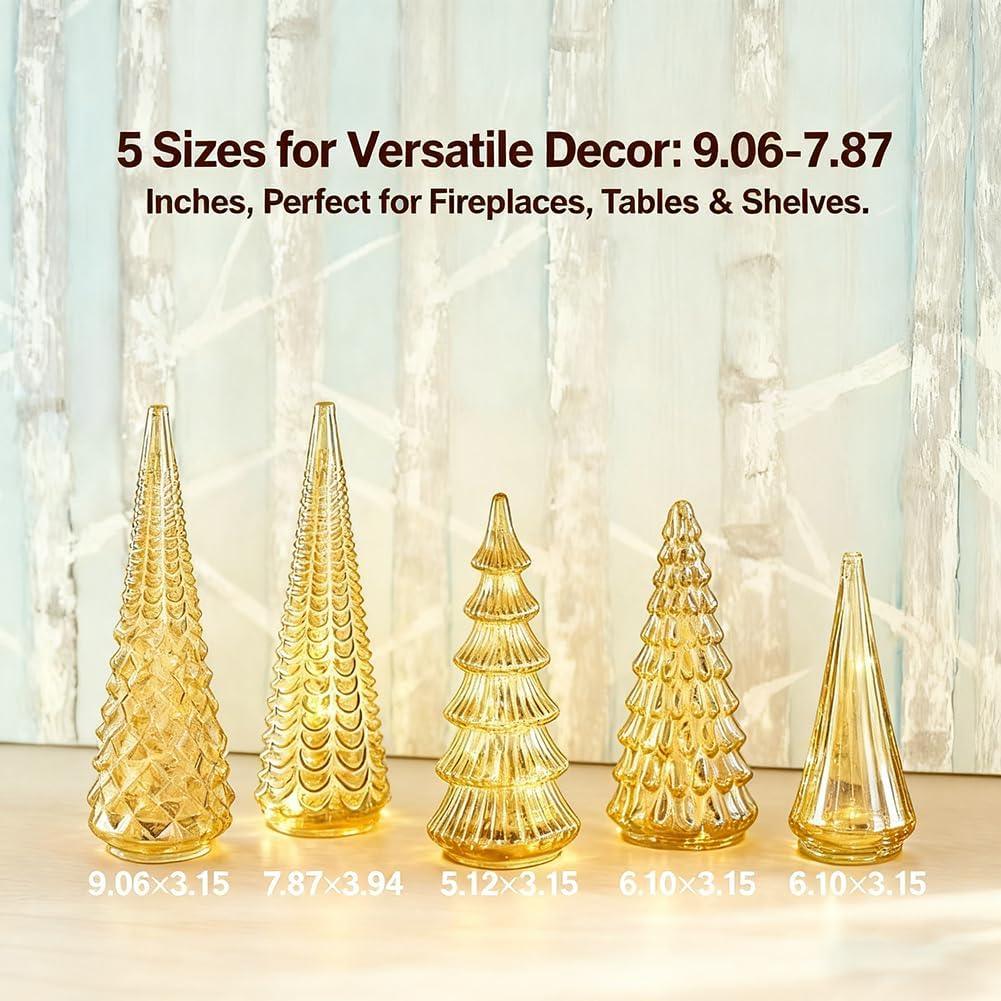 Ceramic Glowing Christmas Tree Figurine with Colorful Lights