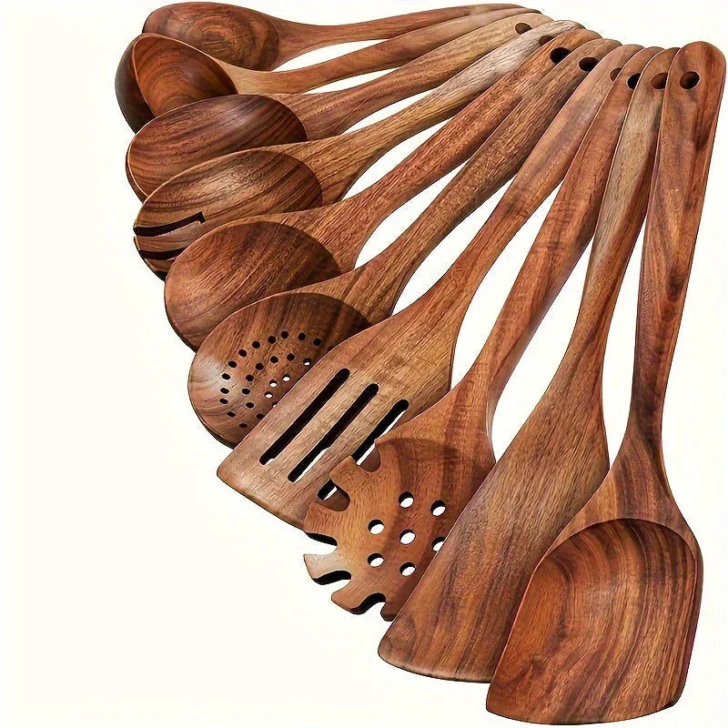 Cookware Set - Non-Stick Teak Wood 10pcs