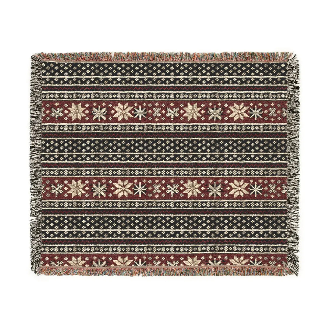 DipaliZ Cozy Woven Blanket Colorful Fringed Edges Cotton