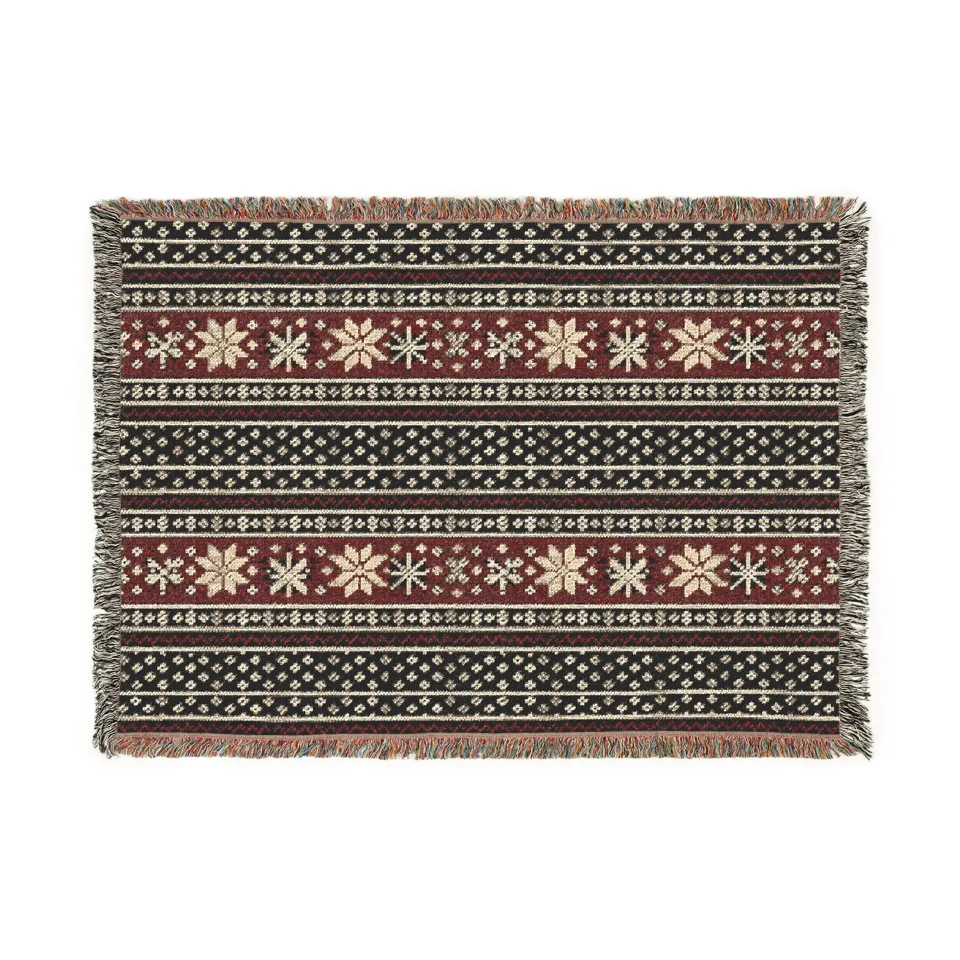 DipaliZ Cozy Woven Blanket Colorful Fringed Edges Cotton