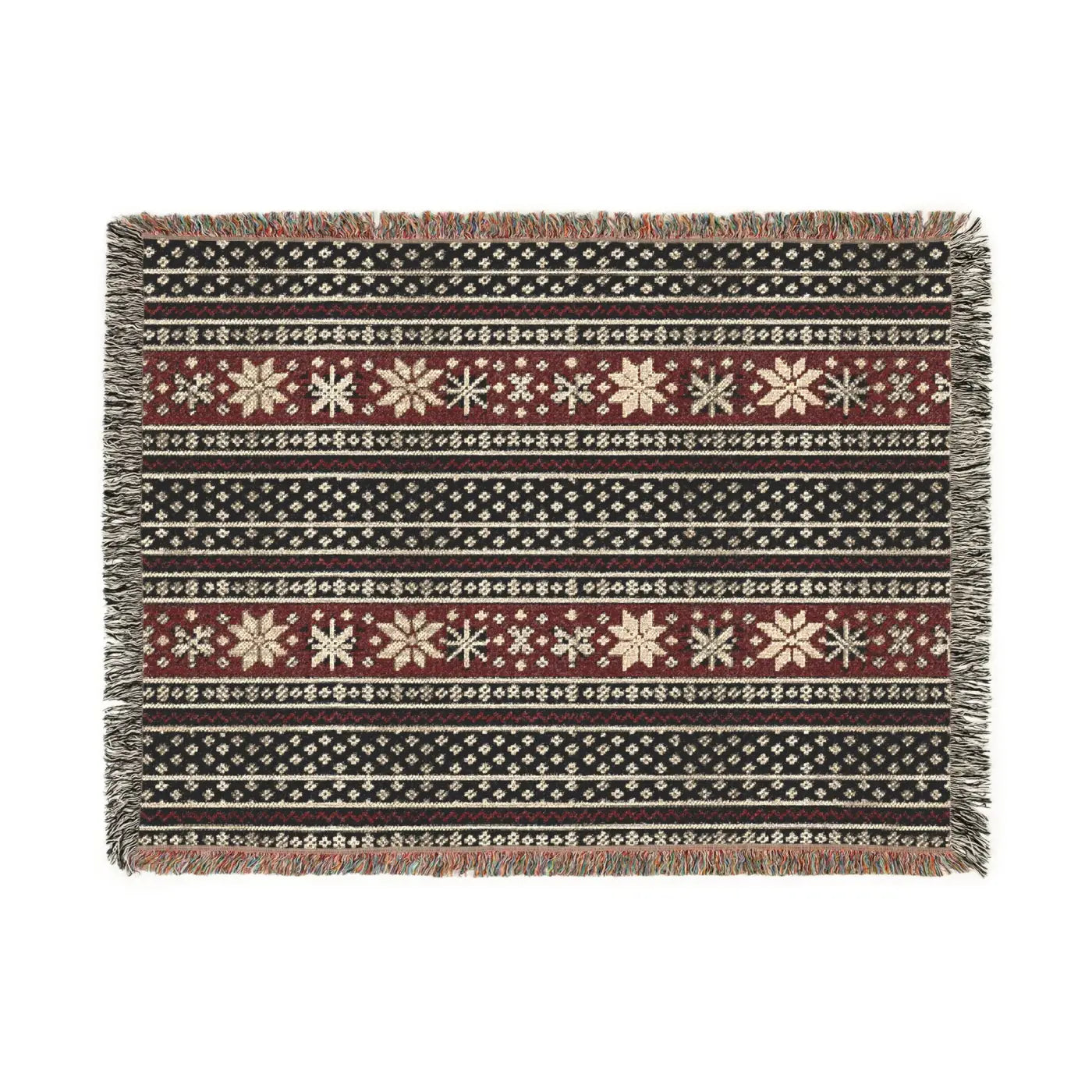 DipaliZ Cozy Woven Blanket Colorful Fringed Edges Cotton