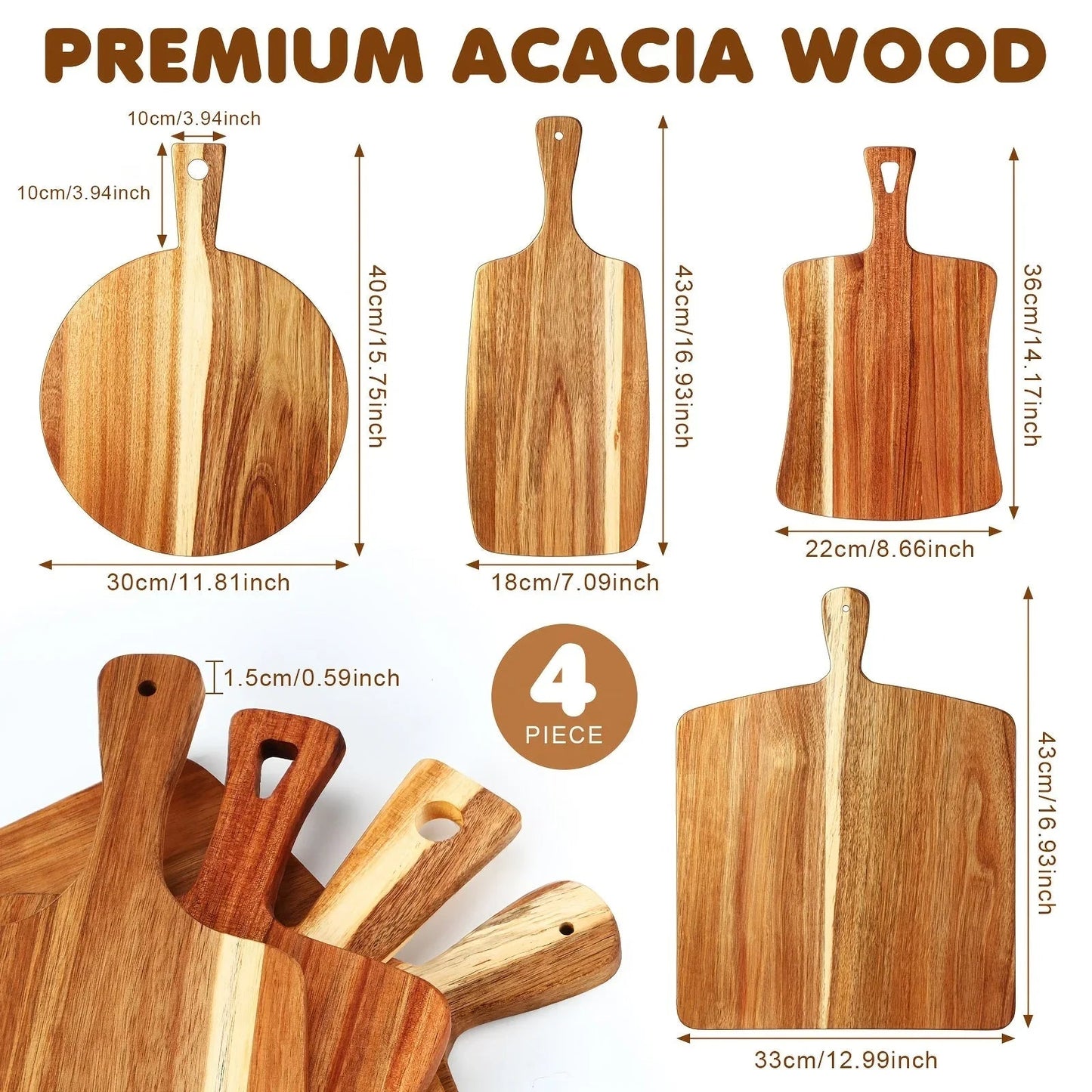 Cutting Boards - Wooden Acacia Set