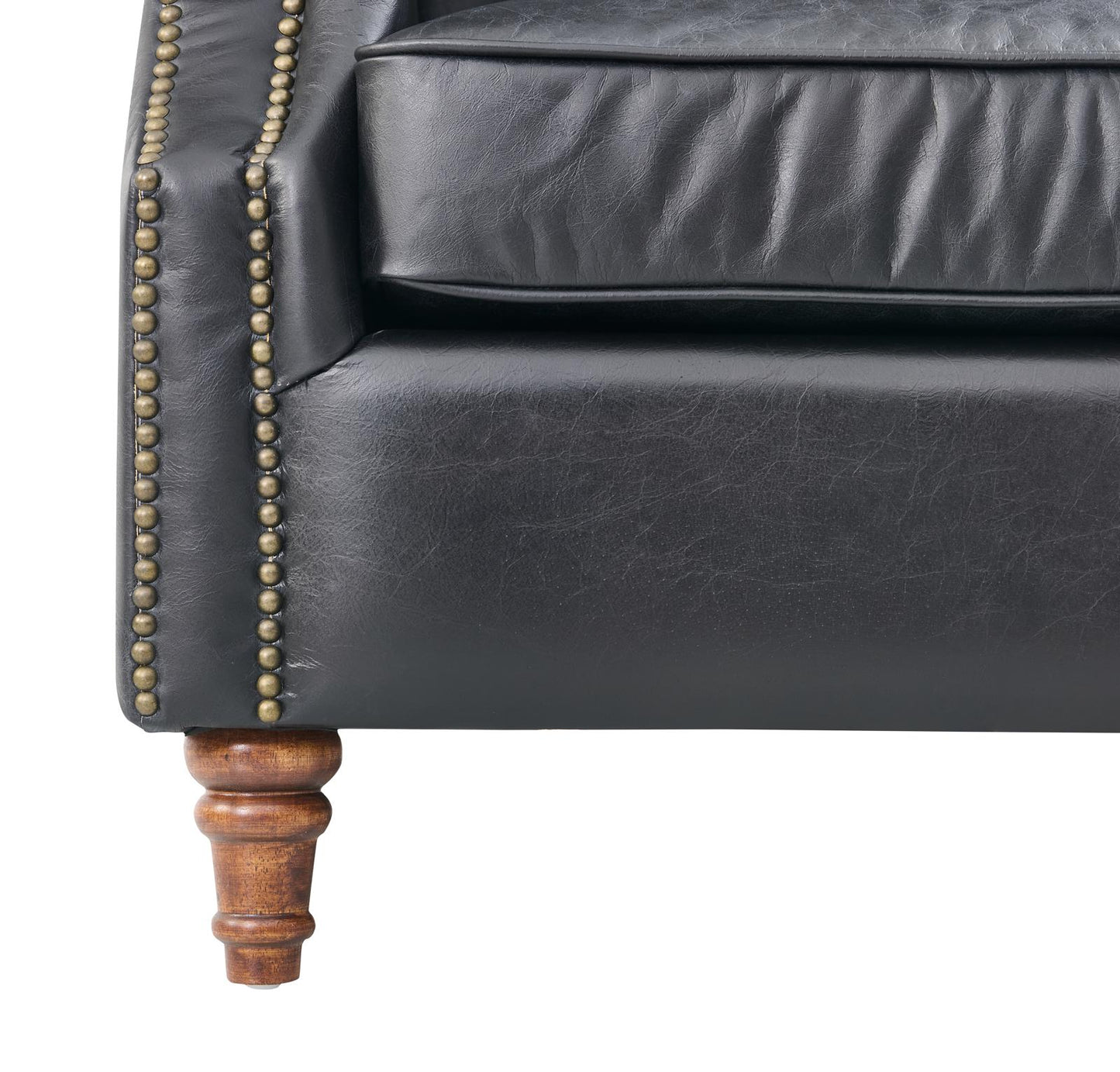 Tufted English Rolled Arm Wing Chair - Top Grain Leather