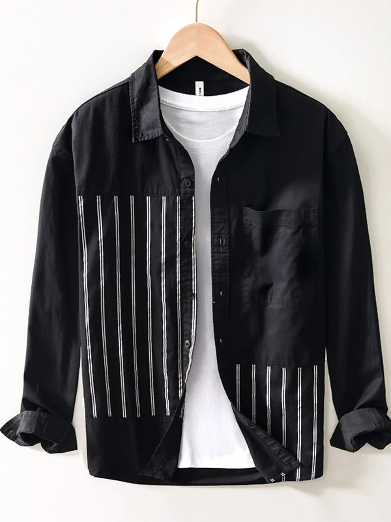 Men's Plus Size Striped Button Up Long Sleeve Shirt