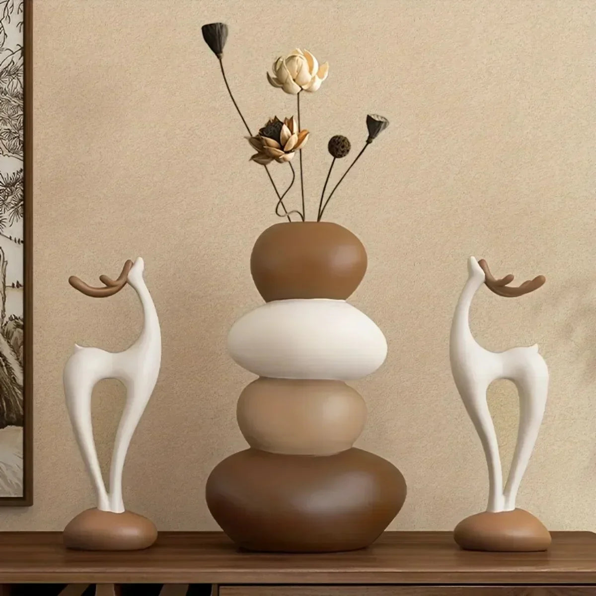 Deer Figurine - Good Luck Ceramic White