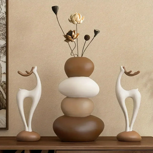 Deer Figurine - Good Luck Ceramic White