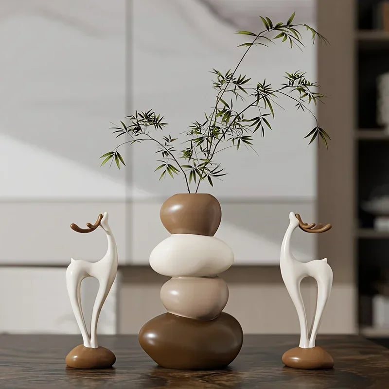Deer Figurine - Good Luck Ceramic White