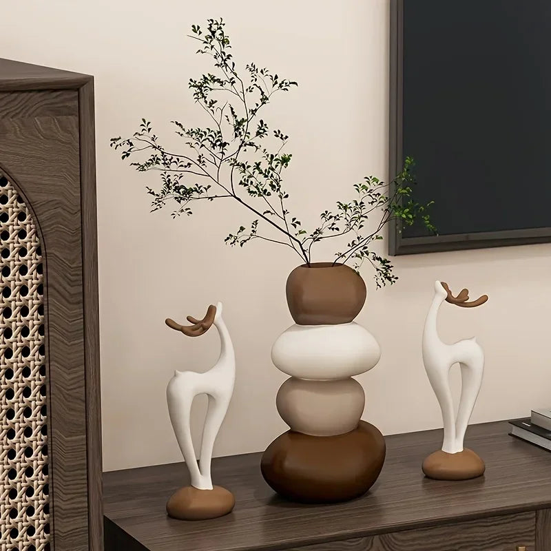 Deer Figurine - Good Luck Ceramic White