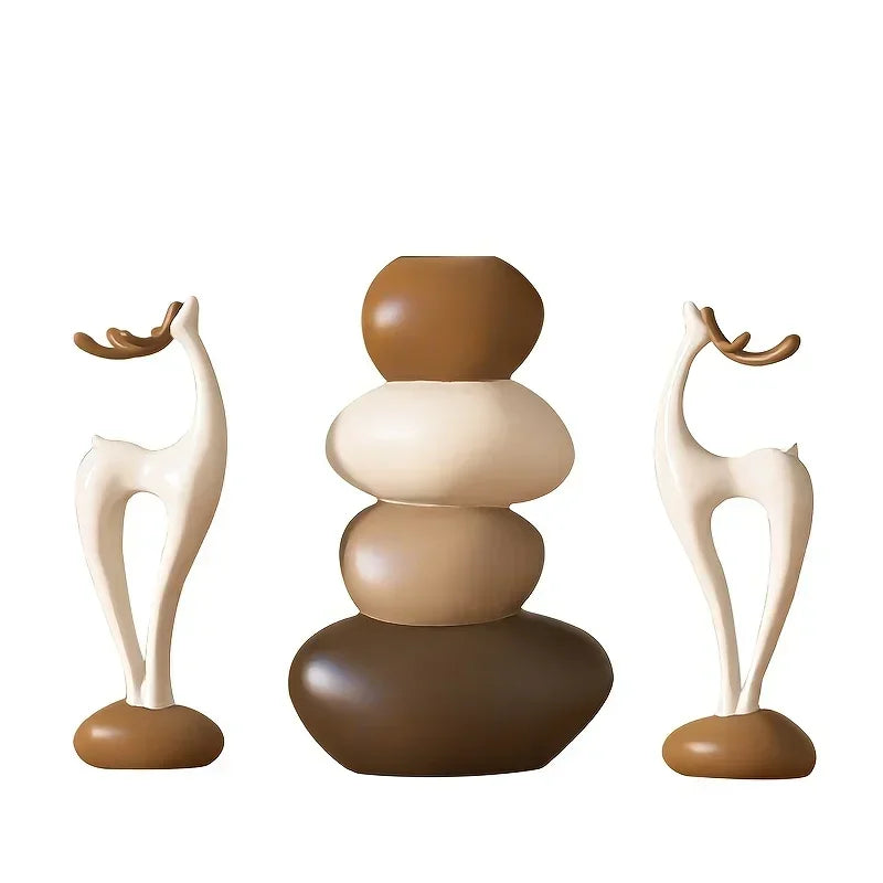 Deer Figurine - Good Luck Ceramic White