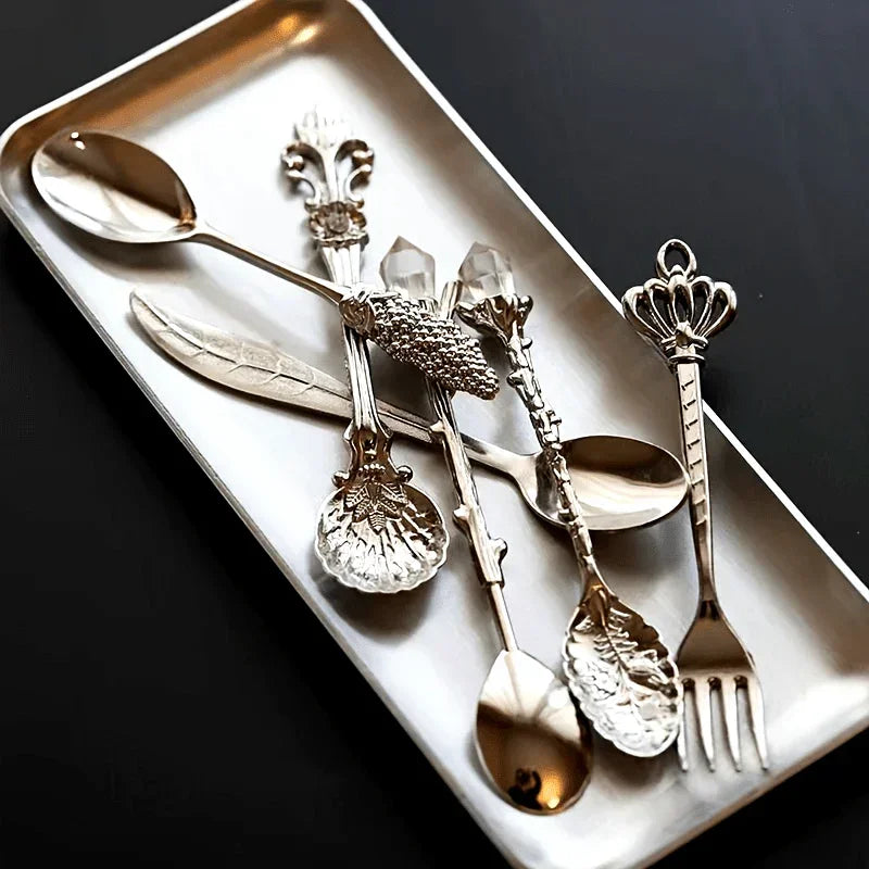 Dessert Spoons - Vintage Metal Golden