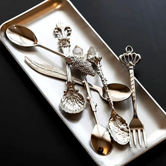 Dessert Spoons - Vintage Metal Golden