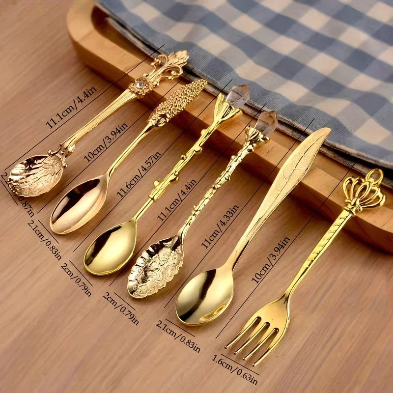 Dessert Spoons - Vintage Metal Golden