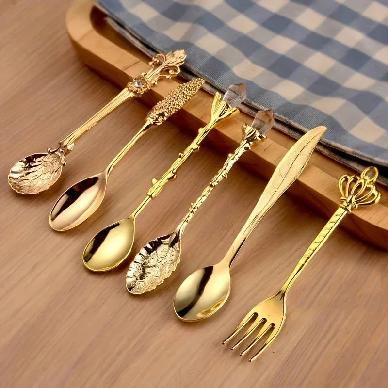 Dessert Spoons - Vintage Metal Golden