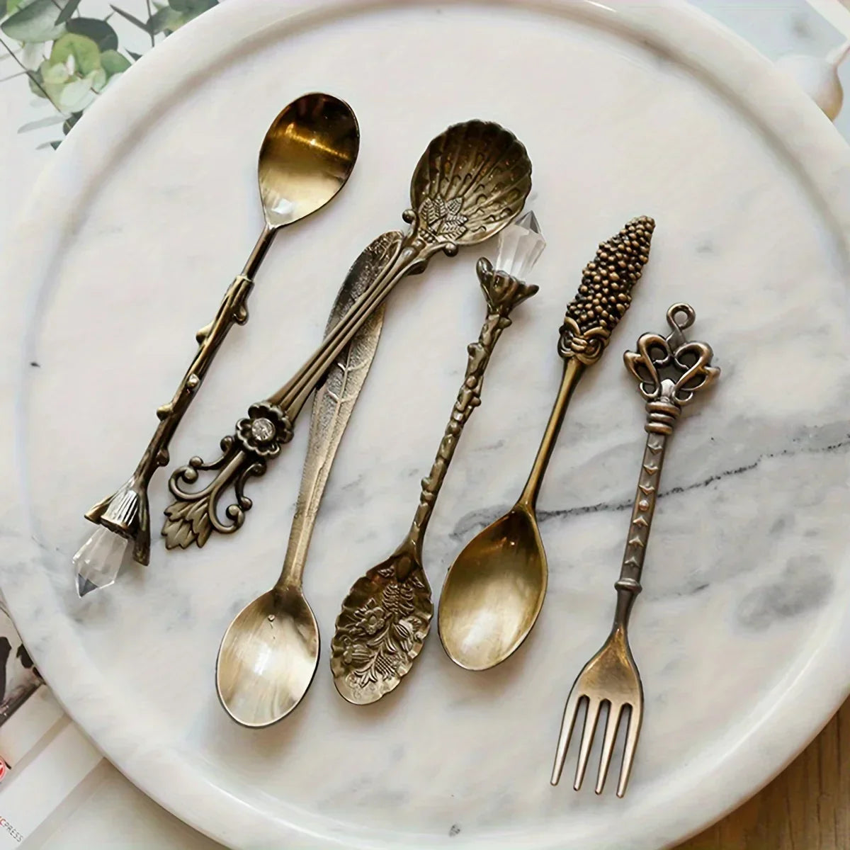 Dessert Spoons - Vintage Metal Golden