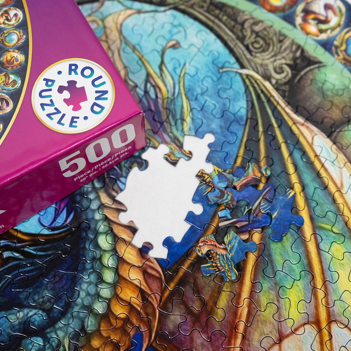 Dragon Heart 500 Piece Round Jigsaw Puzzle by Springbok Puzzles