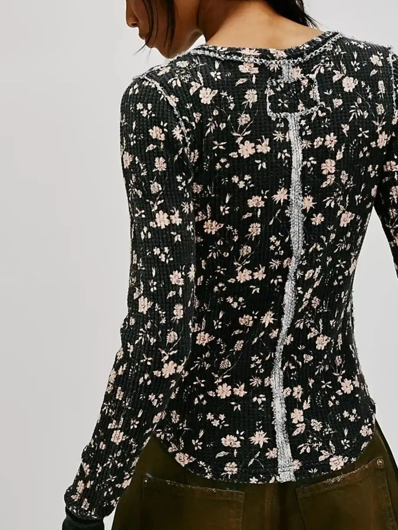 Floral Print Waffle Knit Top