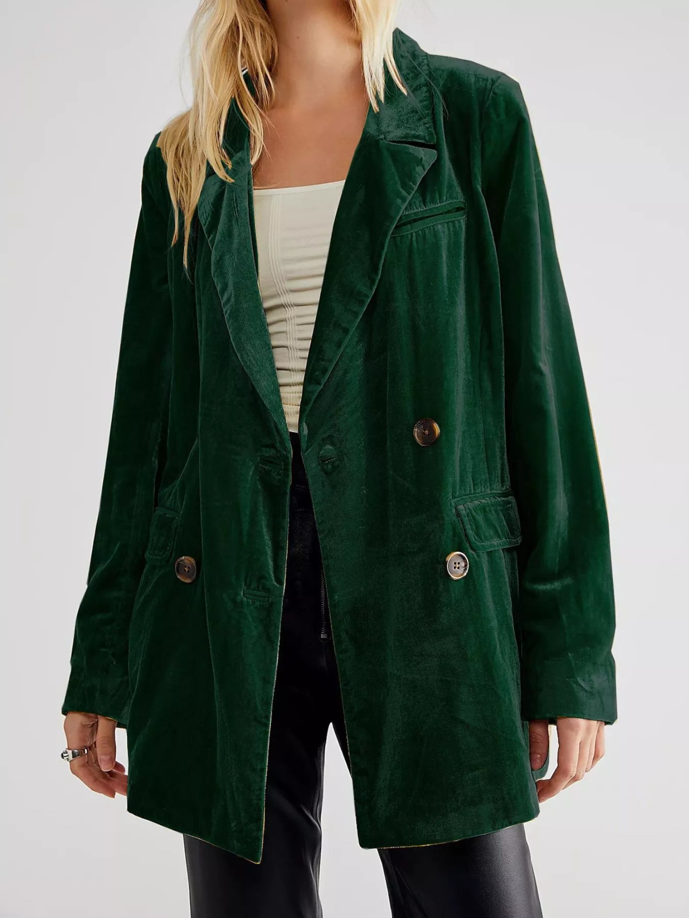 Lapel Collar Button Up Blazer