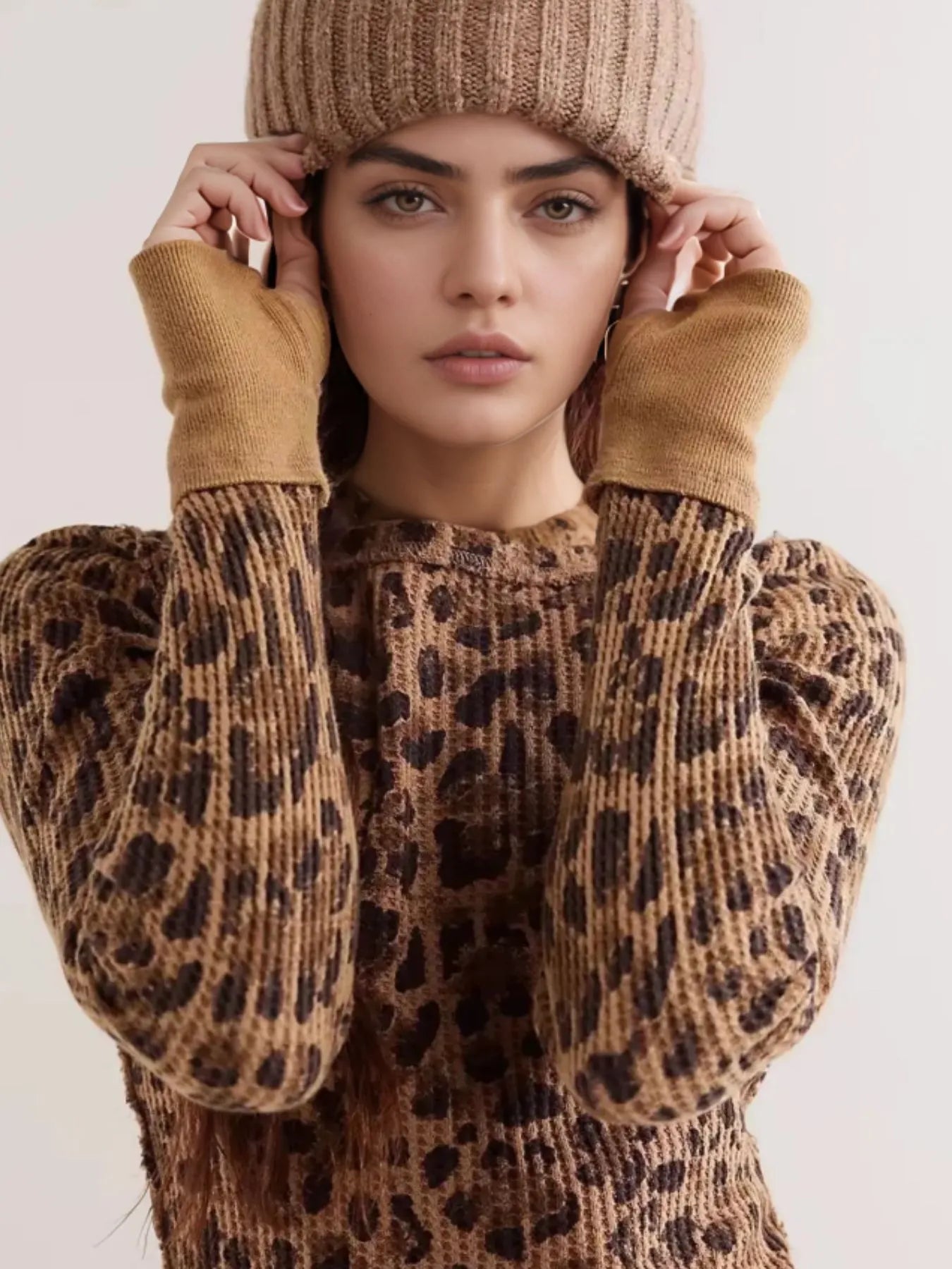 Floral Print Waffle Knit Top