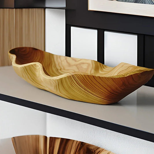 Elegant Solid Wood Tray - Perfect for Fruits, Snacks and Keys | Ideal for Kitchen and Dining Room Decor, Fruit Bowl, Storage Tray,  Minimalist Design, Rustic Decor, Decorative Bowl, Interior Decorators