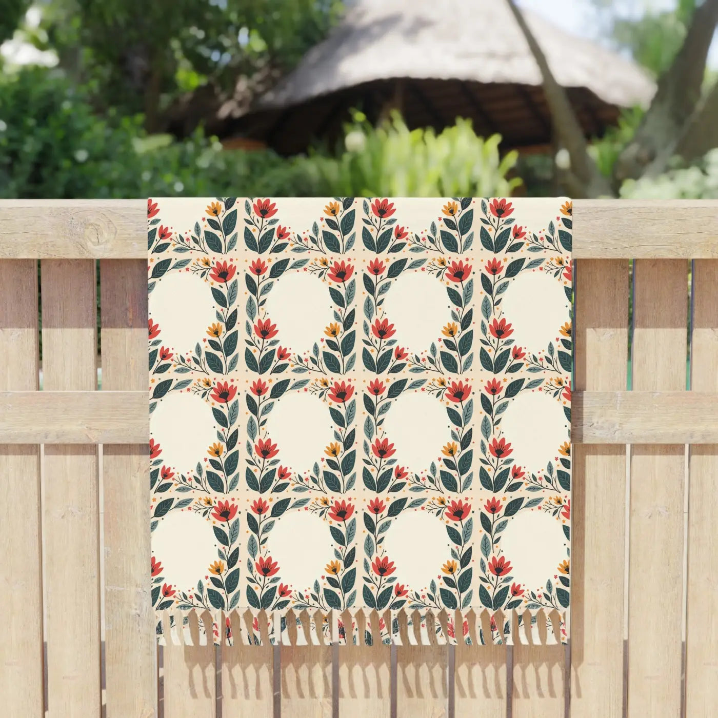 DipaliZ Boho Beach Blanket Vibrant Floral Pattern Large
