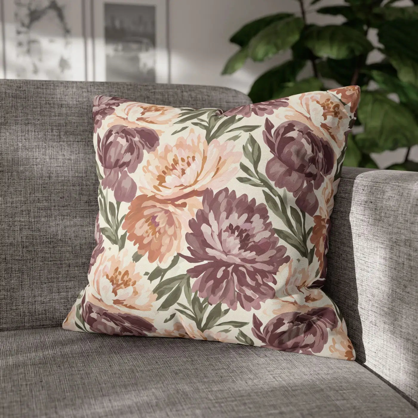 DipaliZ Floral Peony Pillowcase Spun Polyester 18x18