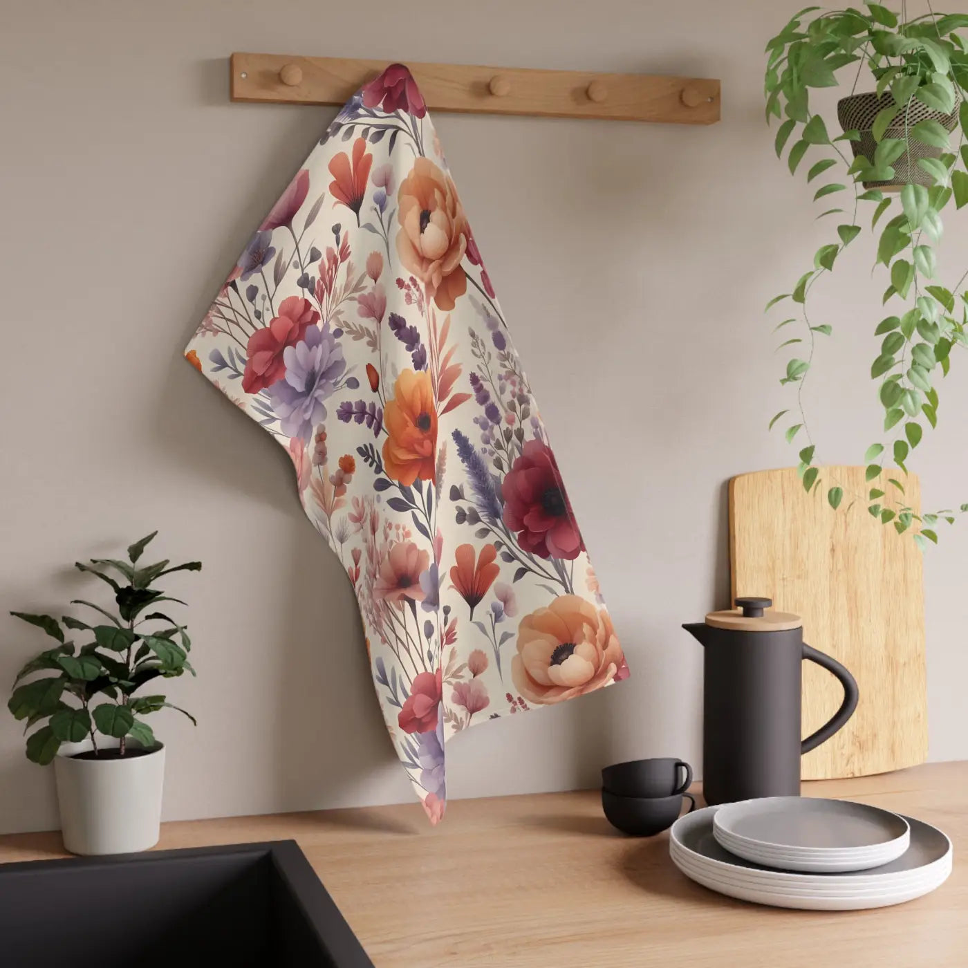 DipaliZ Vibrant Tea Towels Floral Print Cotton 18x30