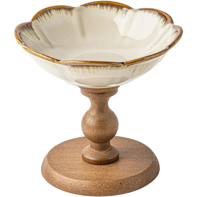 Fruit Bowl - Ceramic Wooden Round