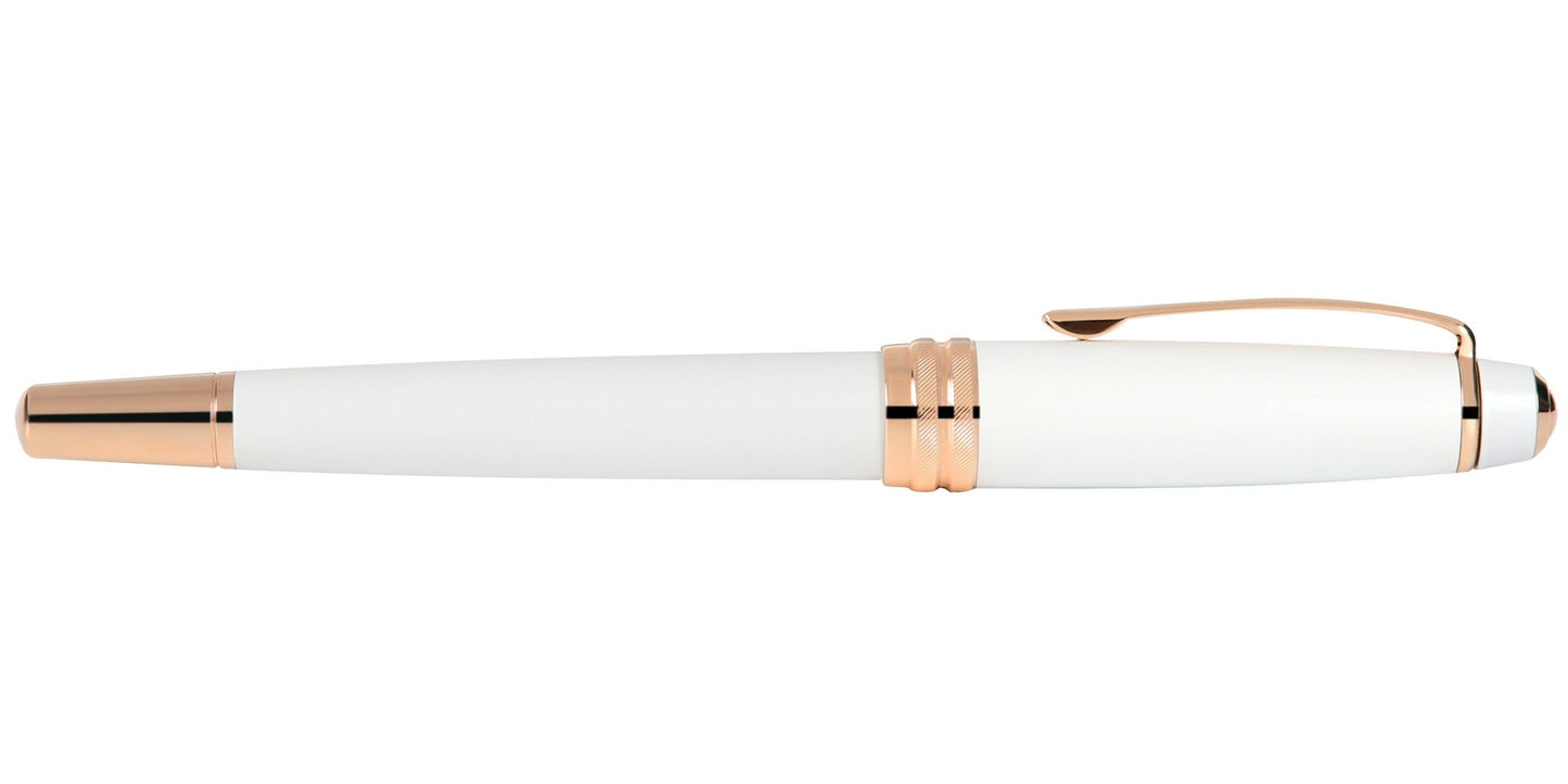 Bailey™ Pearlescent White Lacquer Rose Gold Plated Stainless Steel Fine Nib Fountain Pen