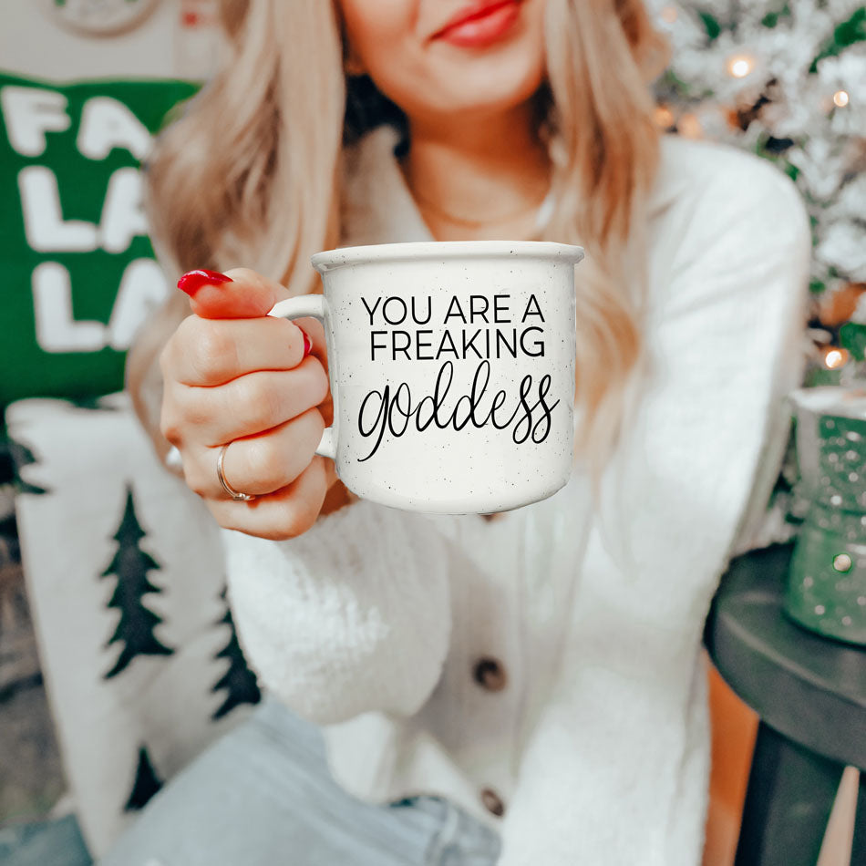 Goddess Ceramic Coffee Mug 14.5oz You Are a Freaking Goddess Inspirational Gift Best