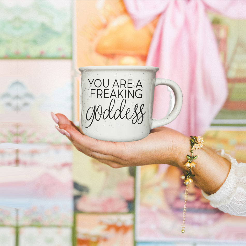 Goddess Ceramic Coffee Mug 14.5oz You Are a Freaking Goddess Inspirational Gift Best