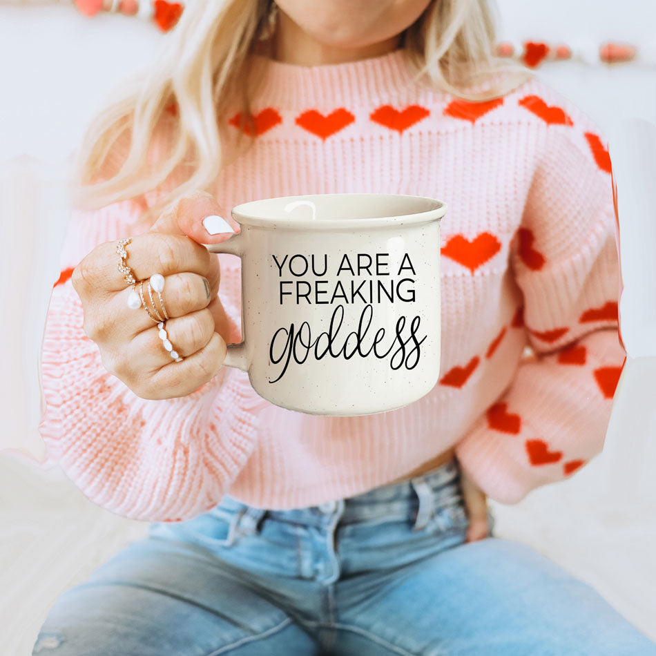 Goddess Ceramic Coffee Mug 14.5oz You Are a Freaking Goddess Inspirational Gift Best