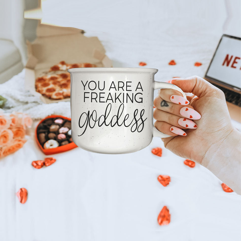Goddess Ceramic Coffee Mug 14.5oz You Are a Freaking Goddess Inspirational Gift Best