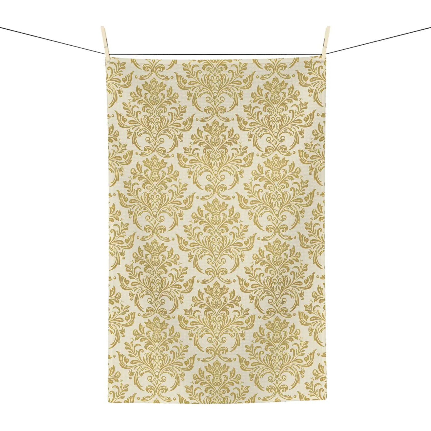 DipaliZ Microfiber Tea Towel Gold Damask Vintage Glow