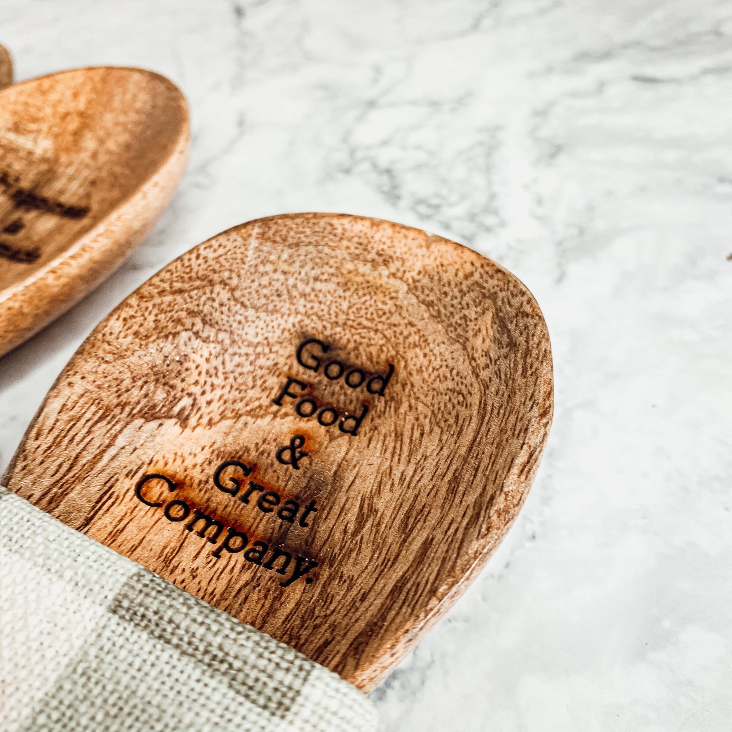 Happiness Is Homemade Wooden Spoon And Checkered Dish Towel Gift Set