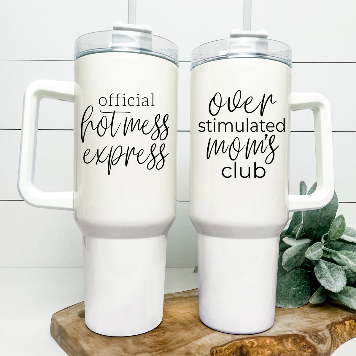 Over Stimulated 40oz Insulated Travel Mug With Handle Lid Straw Moms Tumbler