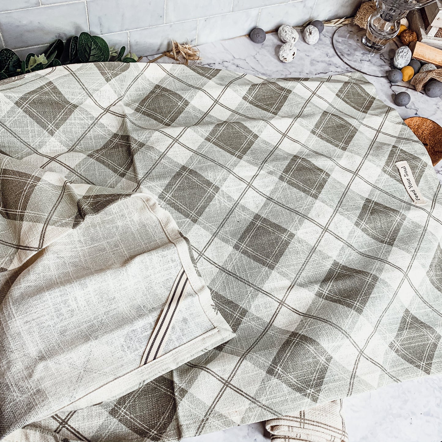 Happiness Is Homemade Wooden Spoon And Checkered Dish Towel Gift Set