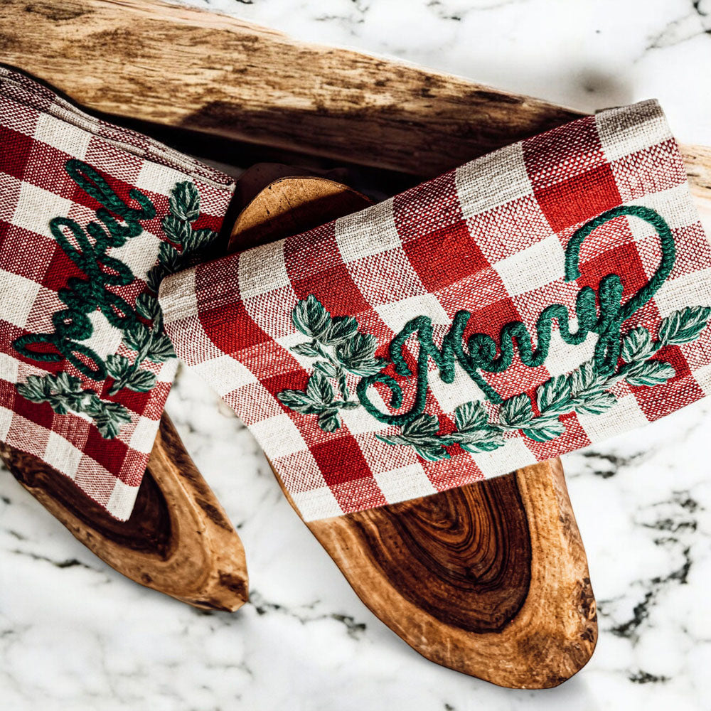 Holiday Charcuterie Board Set With Tartan Kitchen Towels - 2-Piece Gift