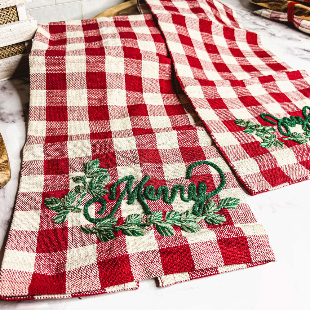 Holiday Charcuterie Board Set With Tartan Kitchen Towels - 2-Piece Gift