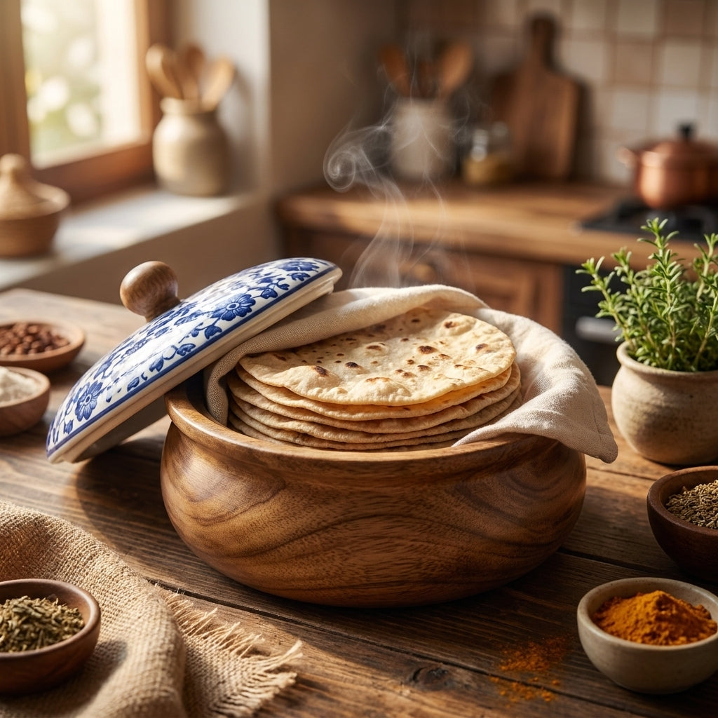 House of Avana Small Mango Wood Chapati Box