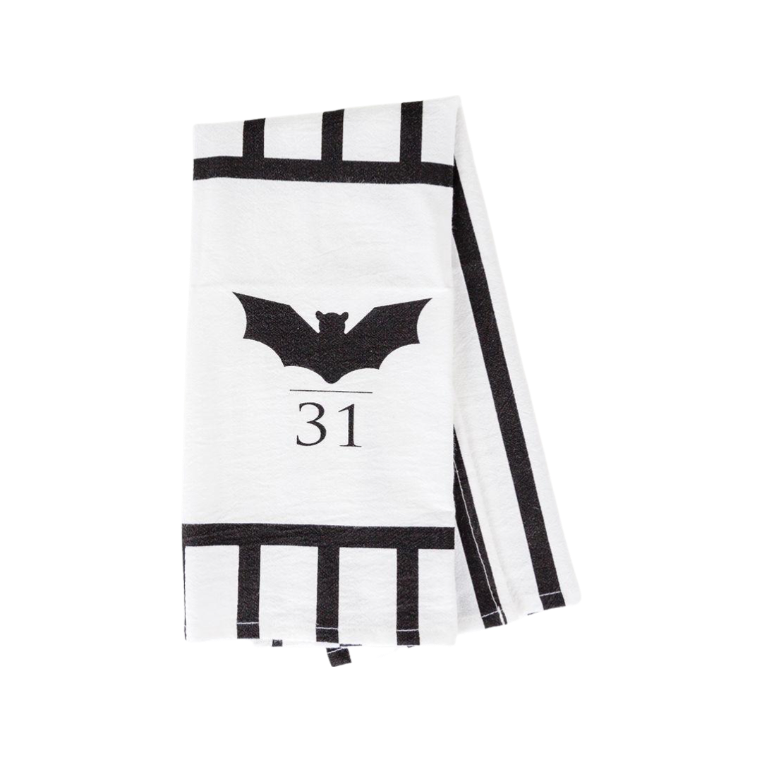 Halloween Tea Towel Bat 31 Vs Mummy Black White Cotton Dish Towel Kitchen Hand Towel Decor