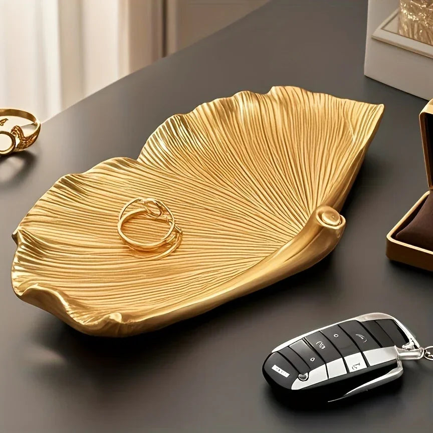 Leaf Resin Tray Compatible for Keys & Accessories - Elegant Nordic Style / Tabletop with Texture, Decorative Tray Suitable for Home, Entryway,, Christmas, Easter, Thanksgiving Decor