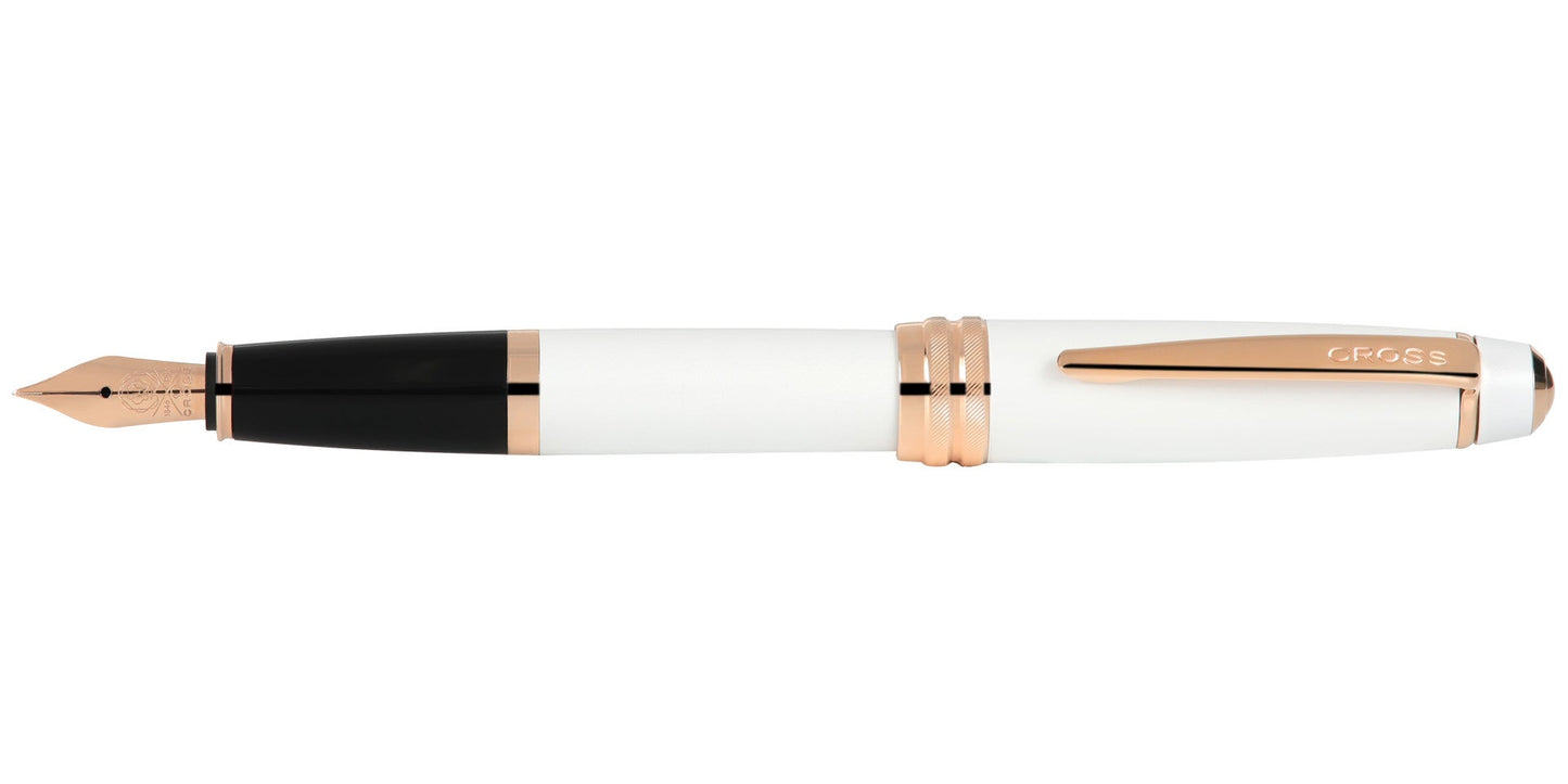 Bailey™ Pearlescent White Lacquer Rose Gold Plated Stainless Steel Fine Nib Fountain Pen