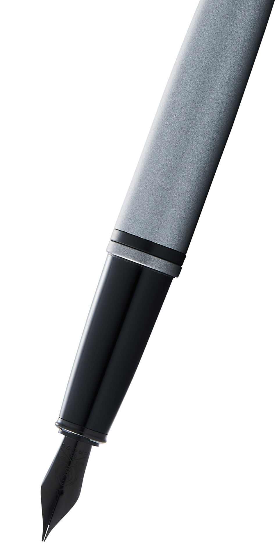 Calais™ Matte Gray and Black Lacquer Stainless Steel Fine Nib Fountain Pen