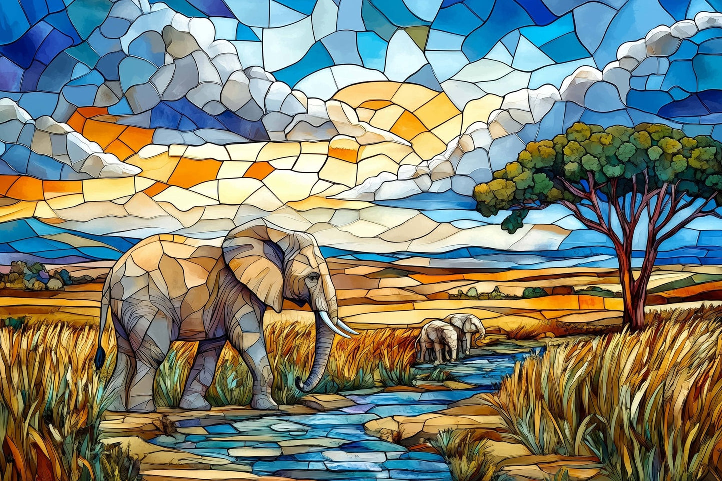 Noble Nomads Stained Glass 1000 Piece Jigsaw Puzzle | Trippy Puzzle Co
